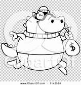 Lizard Robbing Bank Outlined Coloring Clipart Cartoon Vector Thoman Cory sketch template