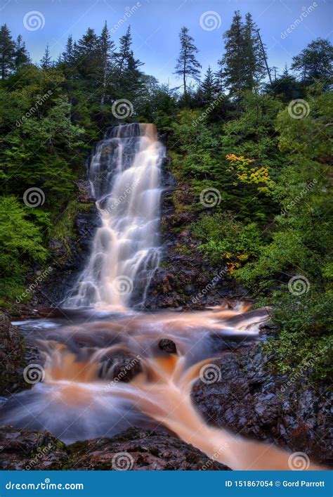 caramel waterfall  newfoundland canada stock photo image