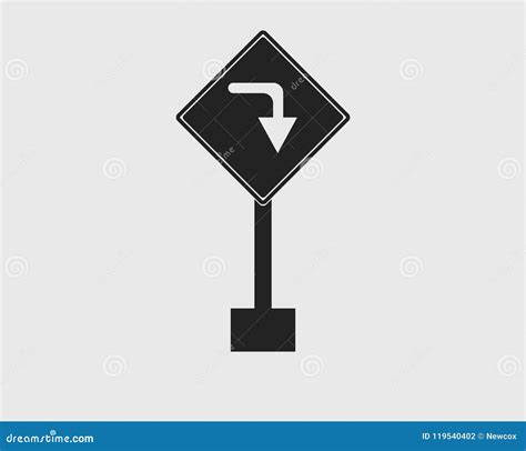 rectangular  turn symbol icon  highway stock vector illustration  design direction