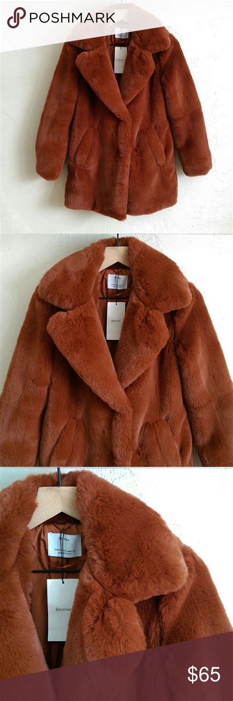 nwt bershka zara rust faux fur teddy coat xs teddy faux fur coat teddy coat coat