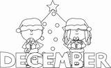 December Christmas Month Clip Word Graphics Outline Tree Bright Mycutegraphics sketch template
