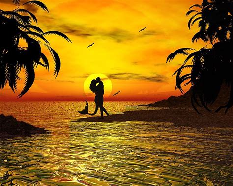 Free Illustration Kiss Ocean Sunset Beach Free Image