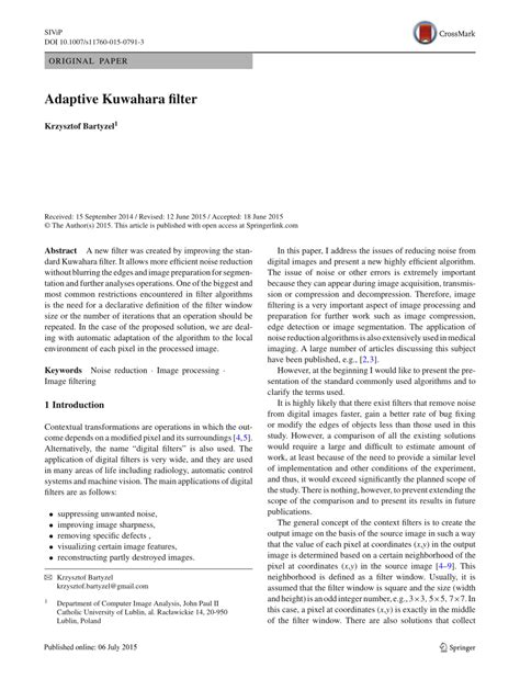 adaptive kuwahara filter