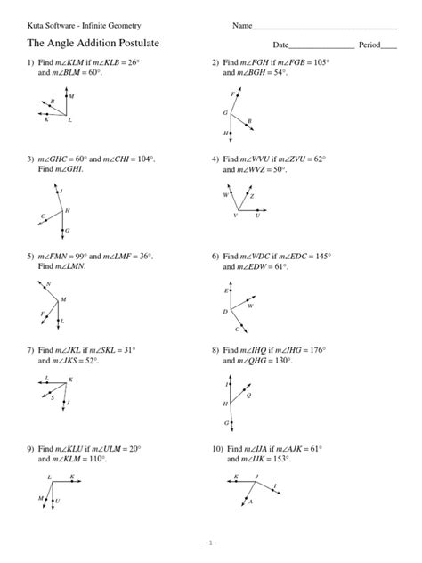 angle addition postulate worksheet kuta angle bisectors kuta