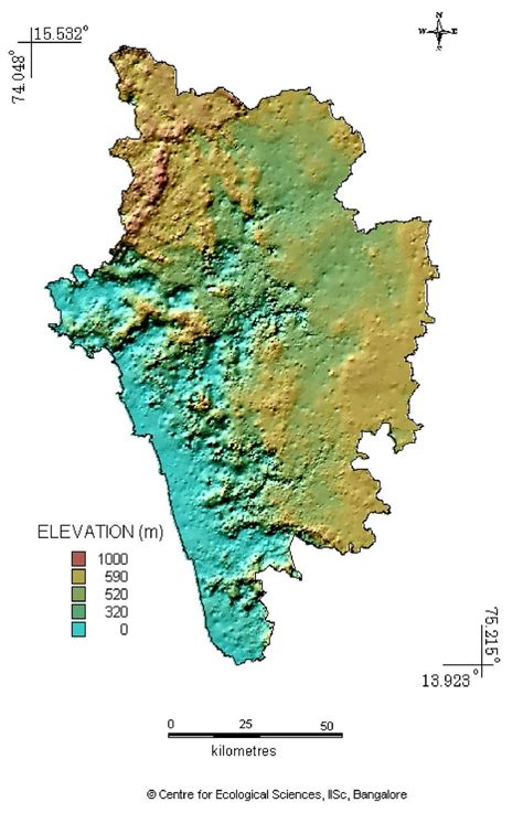 1 Shade Relief Map Of Uttara Kannada District Download