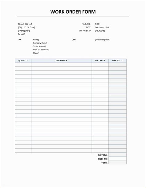 printable work order forms work orders work order forms energy  xxx