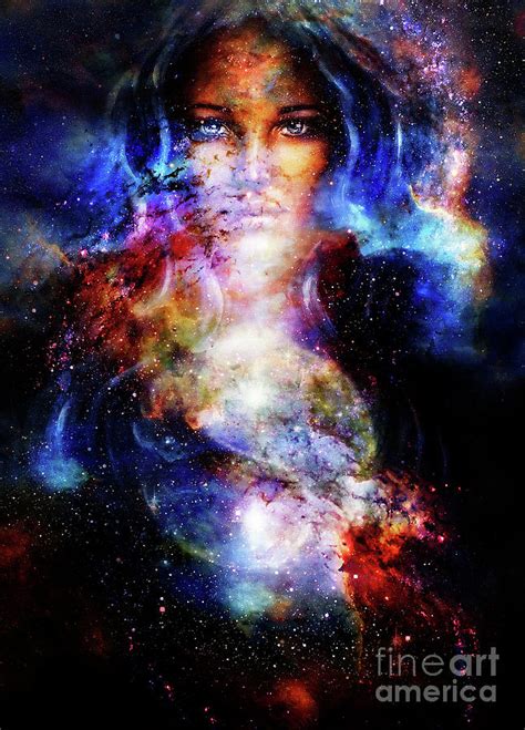 goddess woman  symbol yin   cosmic space painting  jozef