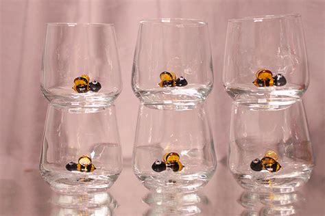 set   drinking glasses  handmade glass mixed bee etsy