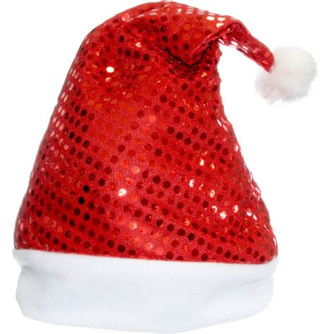 Deluxe Santa Father Christmas Hat With Sequin Fancy Dress Costume