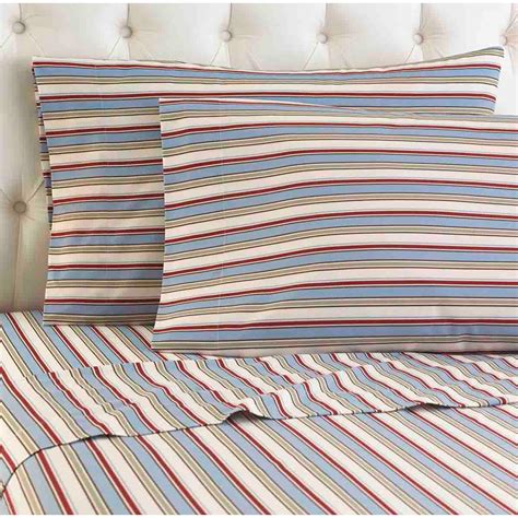 micro flannel  piece awning stripe california king polyester sheet set mfnssckast  home depot