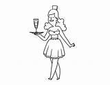 Camarera Cameriera Elegante Colorare Waitress Coloringcrew Acolore Disegni Colouring sketch template