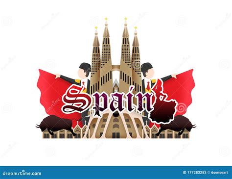 spain travel logo stock image illustration  bulls