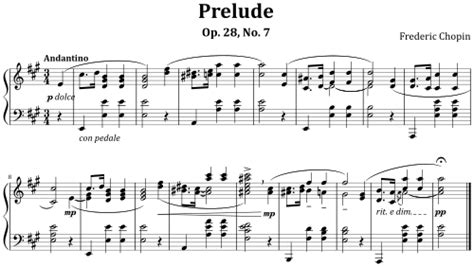 an example of modern musical notation prelude op 28 no 7 by frederic chopin