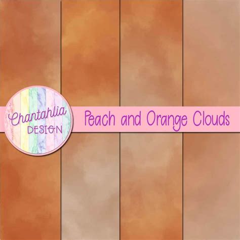 peach  orange digital papers  clouds designs