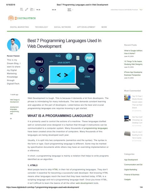 programming languages   web development  digitalvtech