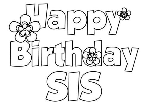 coloring pin  happy birthday sister coloring pages