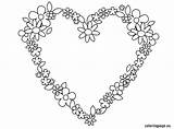 Coloring Heart Flowers Hearts Pages Flower Printable Kids Book Colouring Wedding Valentine Color Sheets Anyák Napi Getdrawings Embroidery Clip Fancy sketch template