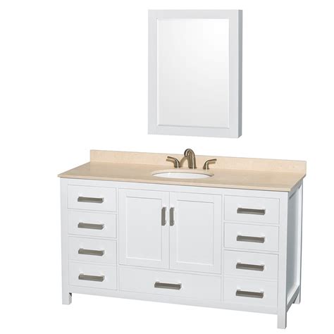 sheffield  single bathroom vanity  white  countertop
