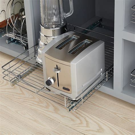 pull out shelf lynk chrome pull out cabinet drawers the container store
