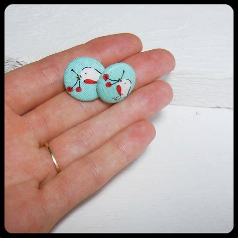 robin fabric button earrings by kaela mills