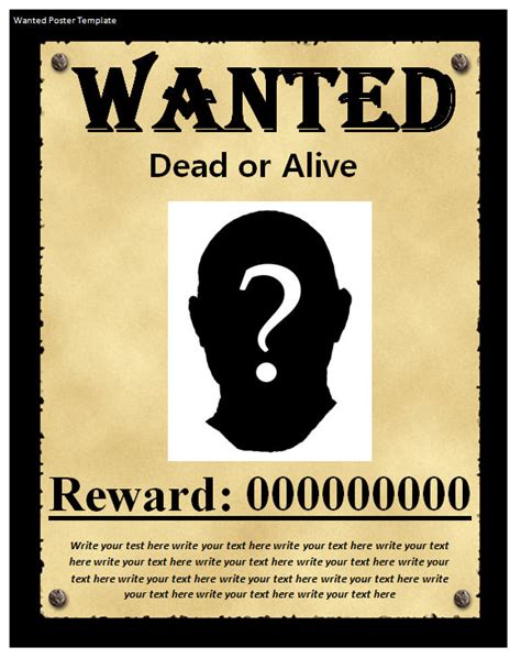 downloadable editable wanted poster template master template