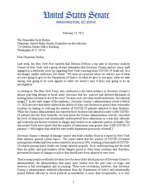 gop letter  cuomo  united states department  justice justice