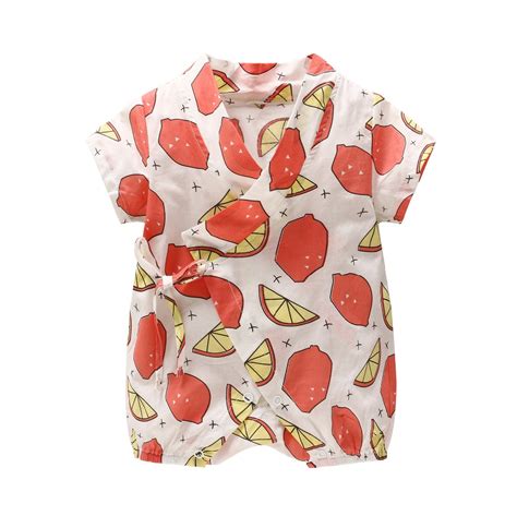 summer infant printed fruit peach pineapple rompers bady boys girls