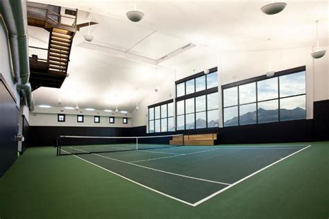indoor shot  tennis court private tennis facility  telluride bercovitz design architects
