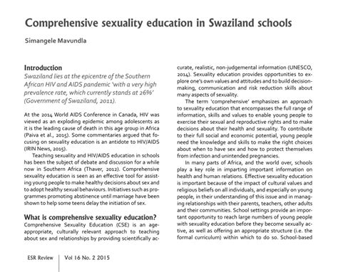 Pdf Comprehensive Sexuality Education In Swaziland Schools