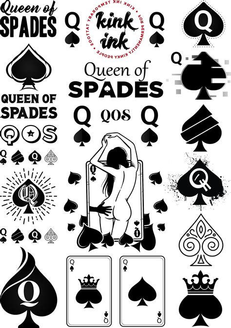 queen of spades temporary tattoos set di 23 di kink ink etsy italia