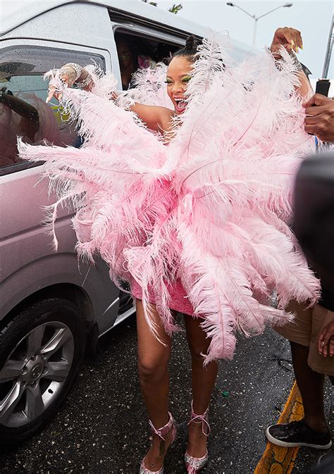 Rihannas Pink Feathers At Crop Over In Barbados — See Pics – Hollywood