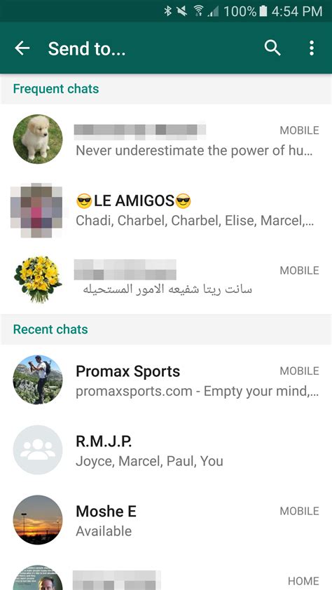 whatsapp  lets  share    message  multiple chats  frequent chats  top