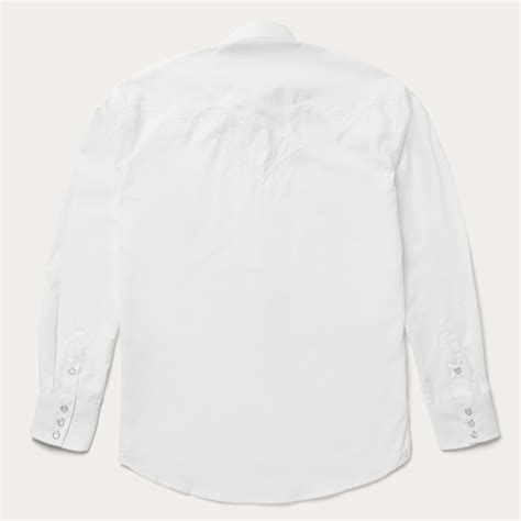 classic solid snap poplin shirt in optic white stetson