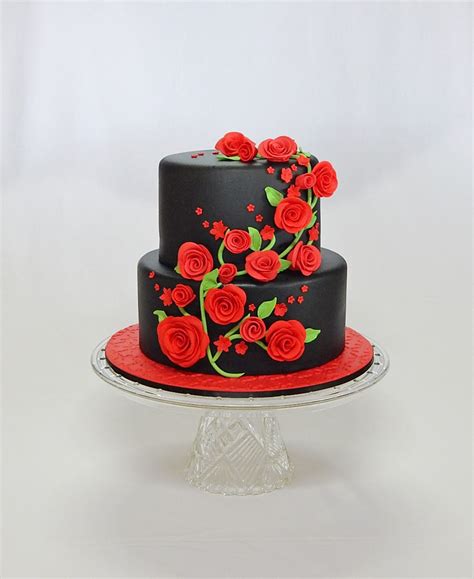 red rose black  birthday cake cakecentralcom