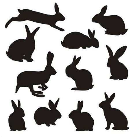 delightful rabbit silhouettes vector collection