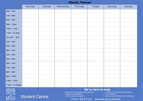 printable weekly planner  students elegant  clean monthly
