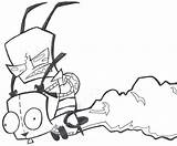 Zim Invader Coloring Pages Gir Lineart Getcolorings Deviantart Printable sketch template