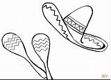 Coloring Pages Sombrero Mexican Hat Maracas Printable Color Chili Drawing Food Culture Clipart Cinco Mayo Vector Mexico Getdrawings Getcolorings Santa sketch template