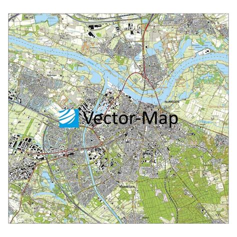 topografische kaart nijmegen gemeente plattegronden vector map