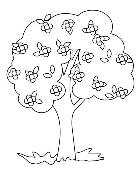 printable spring tree coloring page  printable coloring