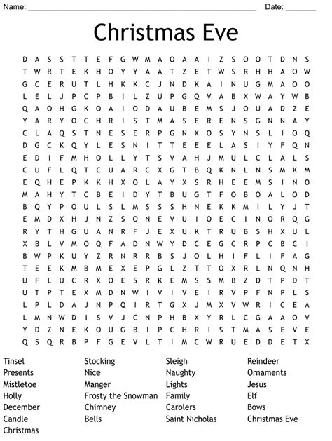 christmas eve word search wordmint