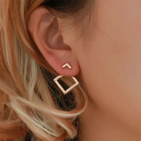 pair luxury hollow  square women earrings girl geometry vintage
