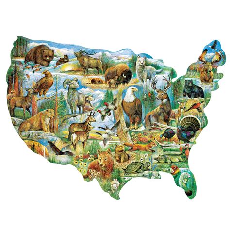 american wildlife  piece shaped jigsaw puzzle bits  pieces