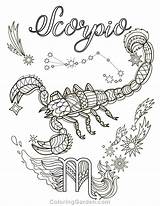 Coloring Scorpio Pages Zodiac Adult Printable Mandala Signs Coloringgarden Scorpion Adults Colouring Sign Printables Book Sheets Print Journal Horoscope Books sketch template