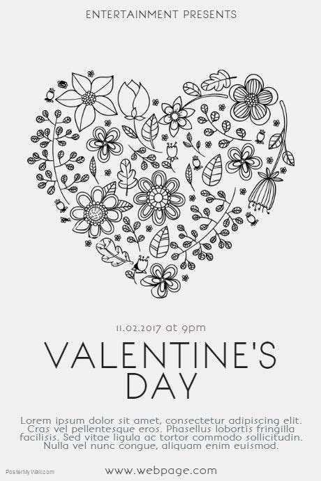 black  white valentines day  customisable flyer postermywall