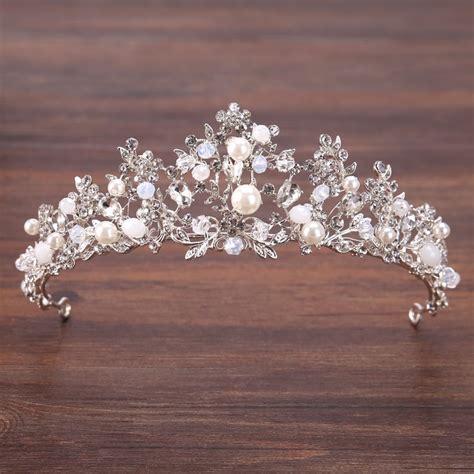 Handmade Bridal Crown Wedding Tiara Crystal Beaded Headband Flower Head