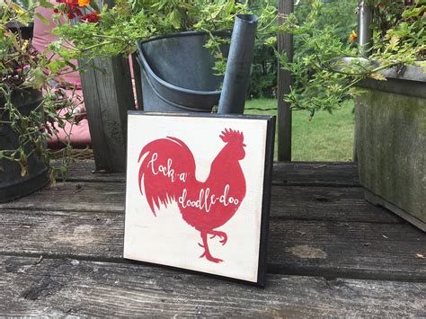 Rooster Cock A Doodle Doo Sign Hand Painted Etsy