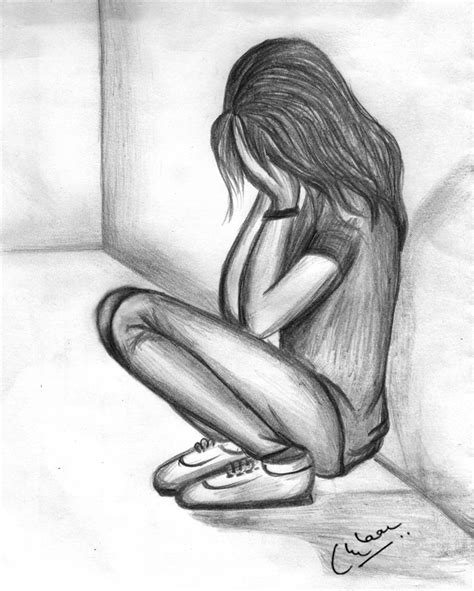 pencil sketch   sad girl desipainterscom