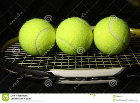 3 Tennis Ball On The Racket Stock Image Image Of Ball