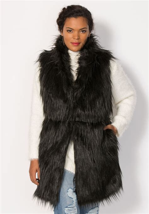 faux fur vest  size leather faux fur roamans
